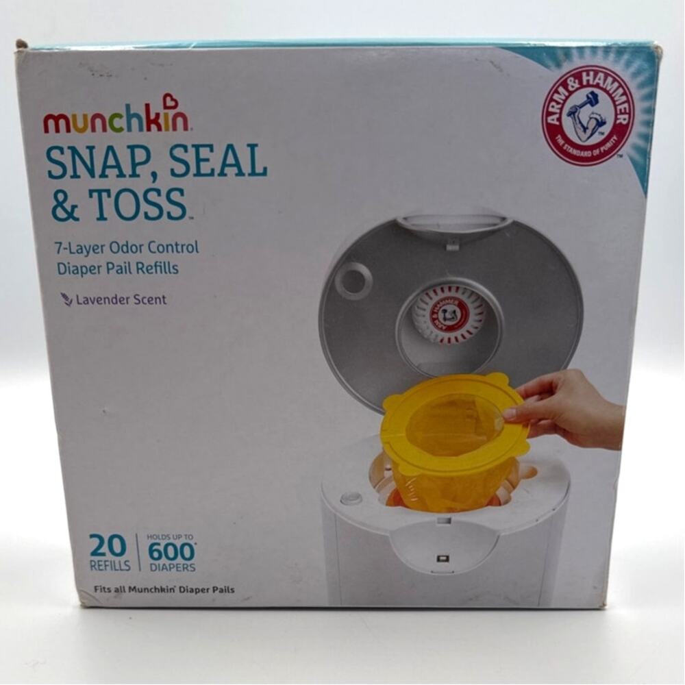 Munchkin Arm And Hammer Diaper Pail Snap Seal Toss 20 Refill Bags Lavender Scent